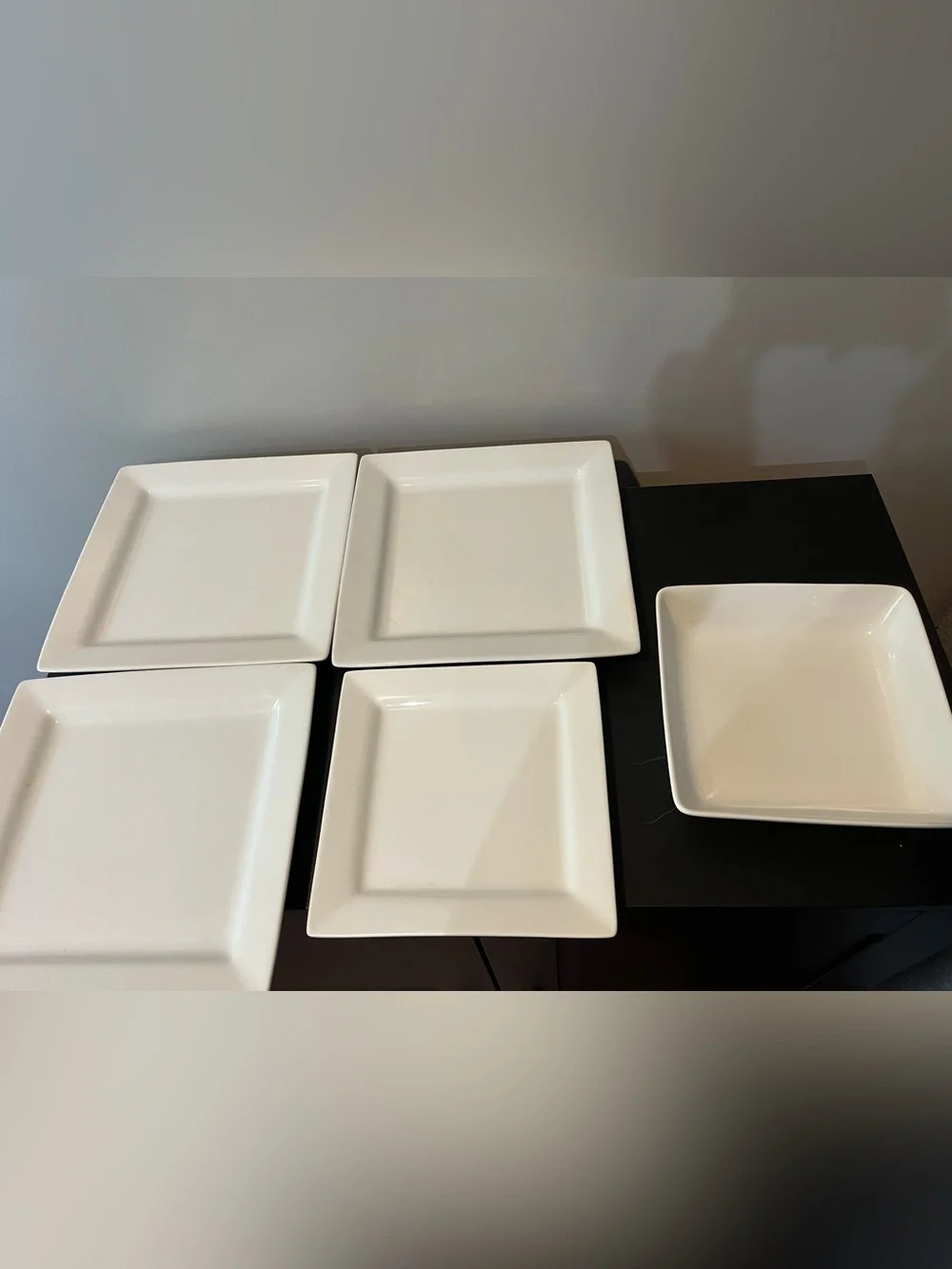 Better Homes and Gardens Porcelain White Square 5pc Salad Plates & Bowl Set